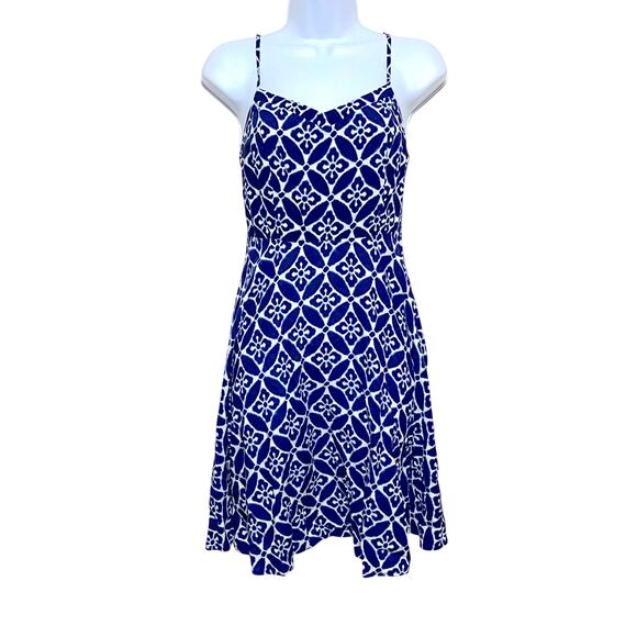 Old Navy Dresses & Skirts - Old Navy Blue White Babydoll Sun Dress XS Floral Summer Beach Resort Coastal Y2K